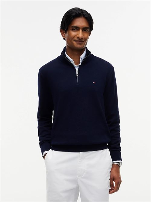 pima org ctn cashmere zip mock TOMMY HILFIGER | MW0MW28049DW5